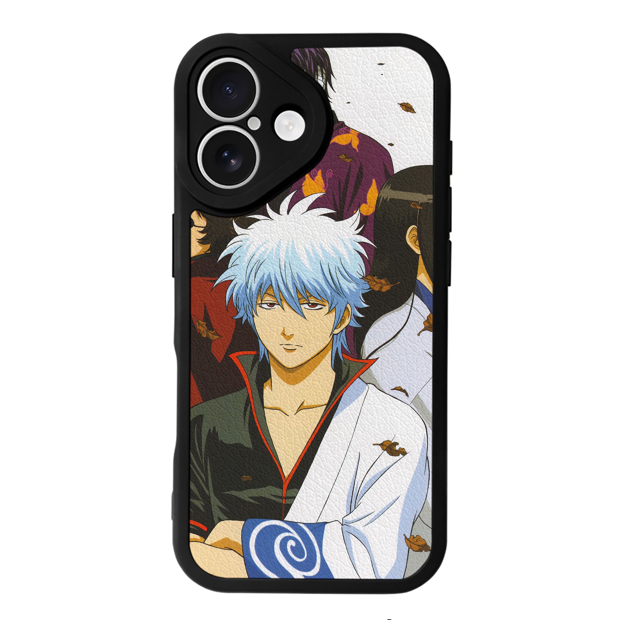 （画像用） ぎんたま 坂田銀時（さかたぎんとき） 神楽 志村新八（しむら しんぱち） GINTAMA Sakata Gintoki Kagura Shimura Shinpachi 【iPhone 16シリーズ対応】シリコンスマホケース（レザー調） 材質：シリコン